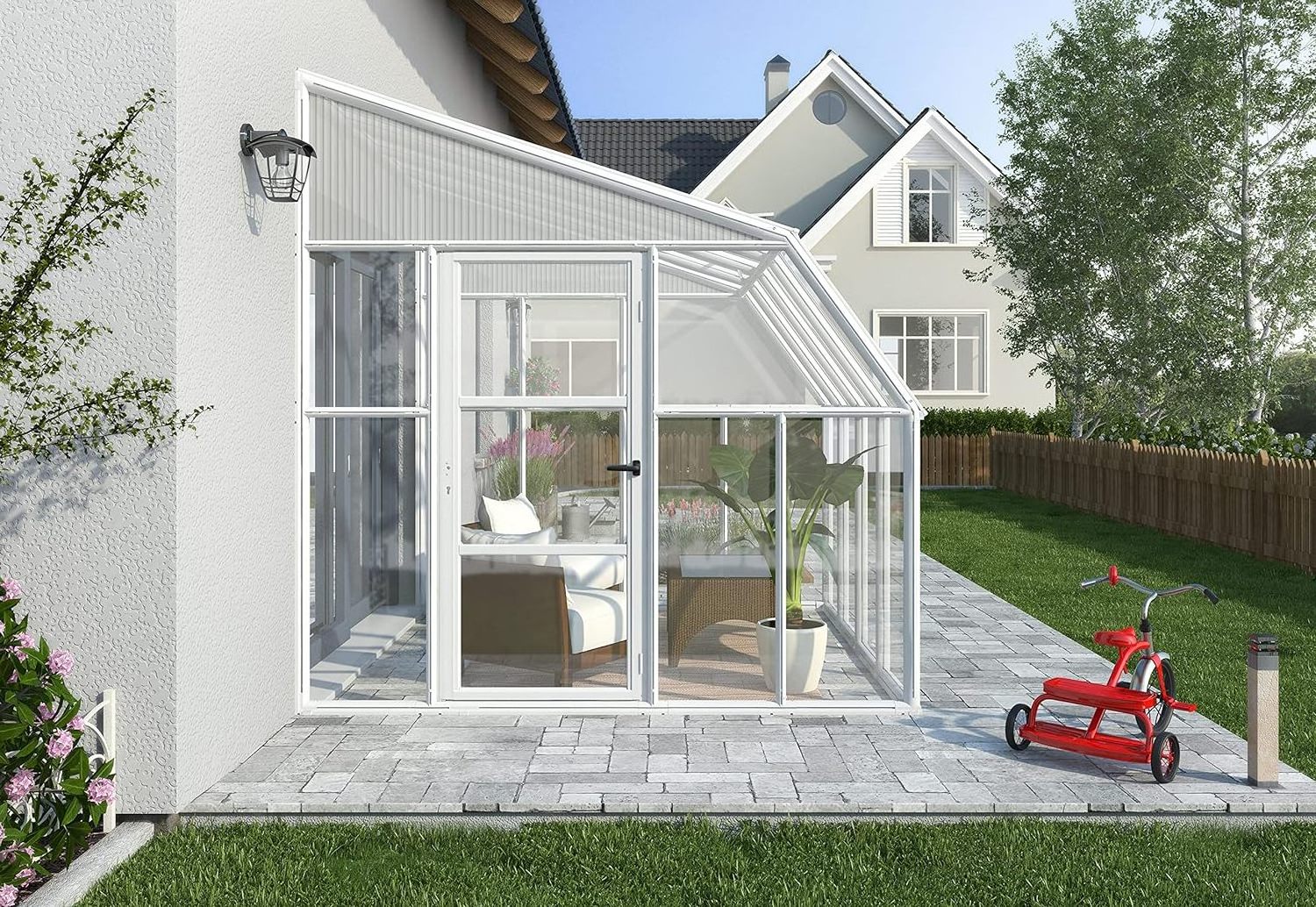 Latest Design Prefab Glass Garden Growing Greenhouse Aluminum Prefab Sunroom Fixed Glass Roof Room