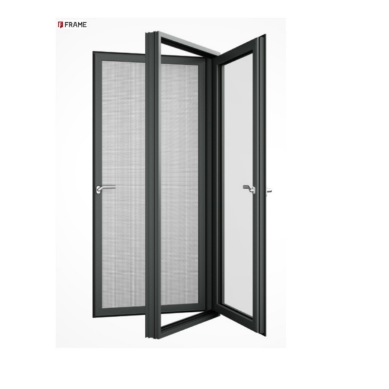 Villa hinged modern luxury aluminium alloy tempered glass sliding door Balcony door with mosquito net