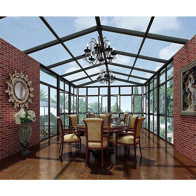 Aluminum Metal Frame Winter Garden Triangle Deck Backyard Greenhouse Glass House Sunroom Powder Coated Sunrooms