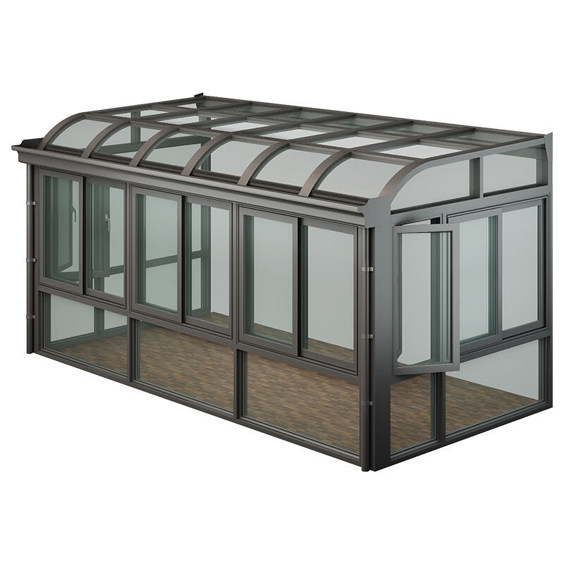 Latest Design Prefab Glass Garden Growing Greenhouse Aluminum Prefab Sunroom Fixed Glass Roof Room