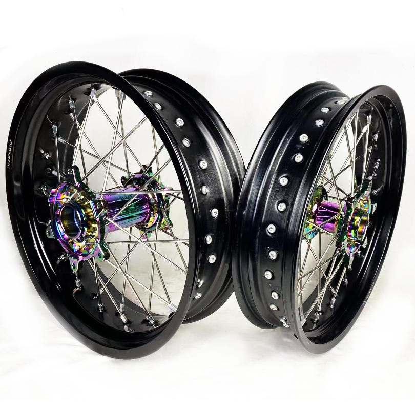 17 Inch Supermoto alloy Wheels with rainbow OEM Wheel hubs for KTM EXC 300 TPI