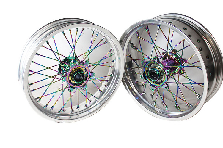 17 Inch Supermoto alloy Wheels with rainbow OEM Wheel hubs for KTM EXC 300 TPI