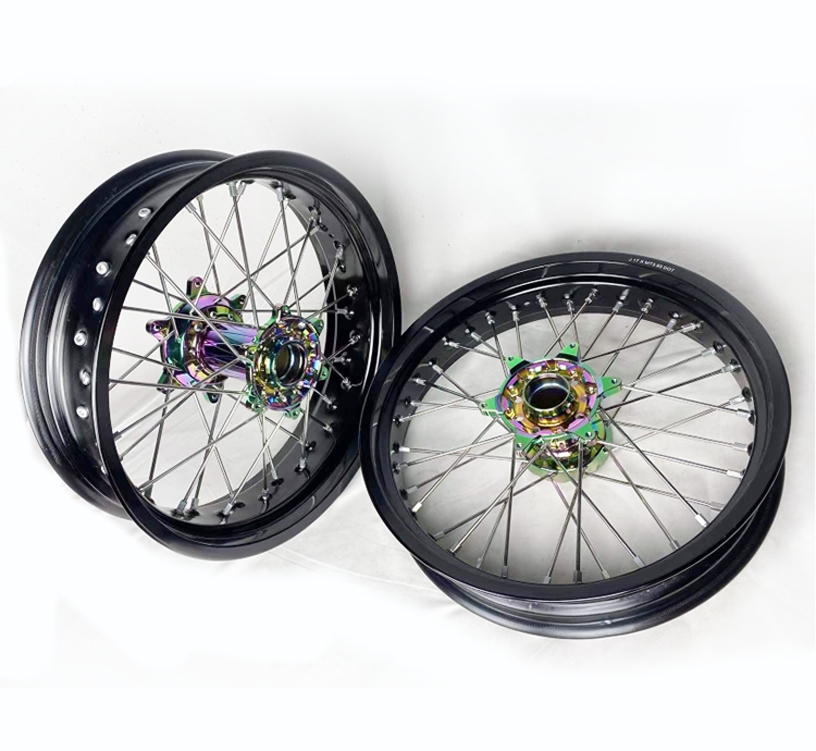 17 Inch Supermoto alloy Wheels with rainbow OEM Wheel hubs for KTM EXC 300 TPI