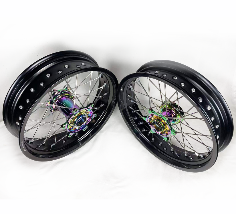 17 Inch Supermoto alloy Wheels with rainbow OEM Wheel hubs for KTM EXC 300 TPI