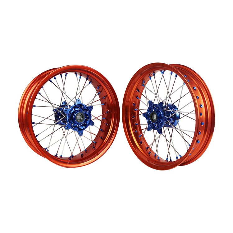 Customized 16/17 Inch Motorcycle Aluminum Alloy Spoked Supermoto Wheels