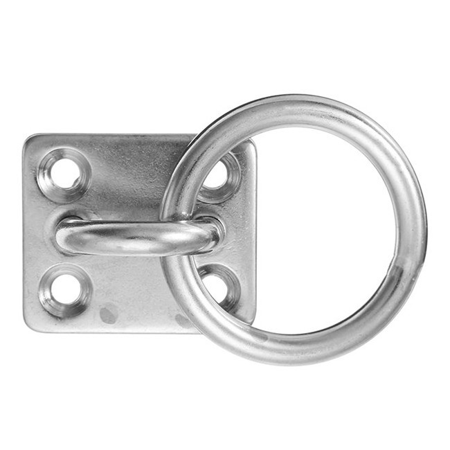 Heavy Duty 316 Stainless Steel Square Eye Plate With Ring for Marine Rowing Boat Sailboat