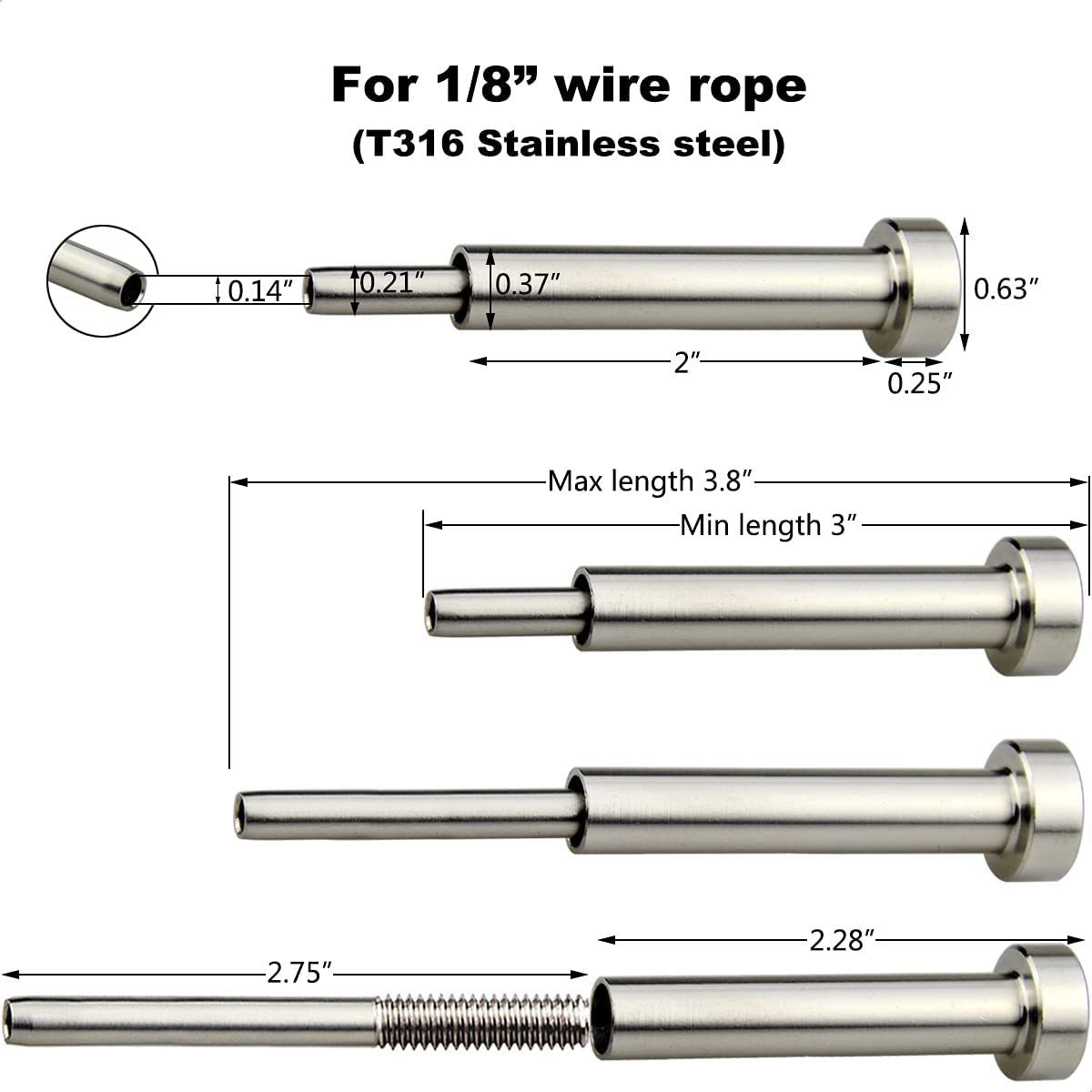 Invisible Cable Railing Kits for Wood & Metal Post for Stair Deck Railing