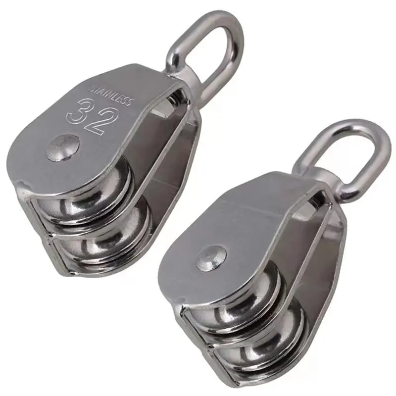 Customized M15 - M100 Stainless Steel 304 316 Double Wheel Swivel Pulley for Wire Rope