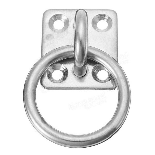 Heavy Duty 316 Stainless Steel Square Eye Plate With Ring for Marine Rowing Boat Sailboat