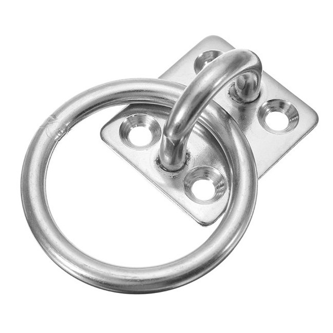 Heavy Duty 316 Stainless Steel Square Eye Plate With Ring for Marine Rowing Boat Sailboat