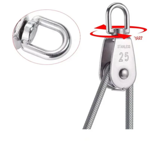 Customized M15 - M100 Stainless Steel 304 316 Double Wheel Swivel Pulley for Wire Rope