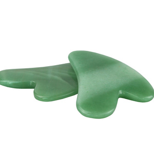 Jade Heart Shape Gua Sha Acupuncture Massager Green Aventurine Jade Guasha Boards Facial Massager