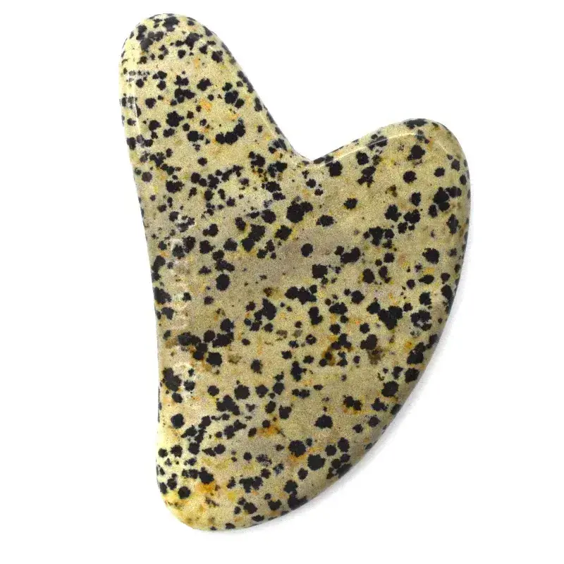 Best Sale Dalmatian Jasper Heart Shape Gua Sha Board Custom Stone Face Massage Tool For Healing Gift