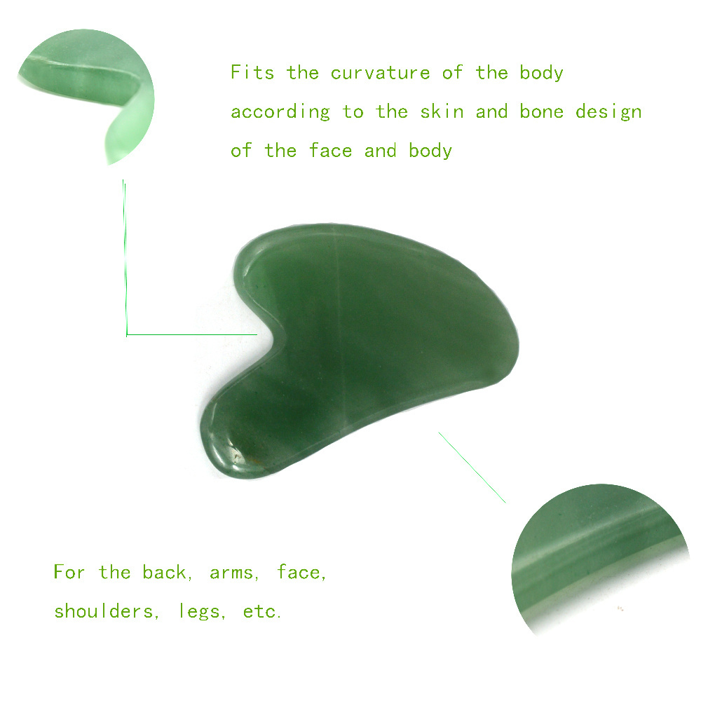 Natural Green Aventurine Guasha Tools Heart Shaped For Facial Skin Anti Aging Jade Gua Sha Tool