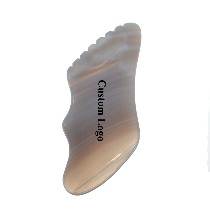 Custom Grey Agate Gua Sha Tool Face Sculptor Agate Stone Guasha For SPA Acupuncture Therapy Face Lifting