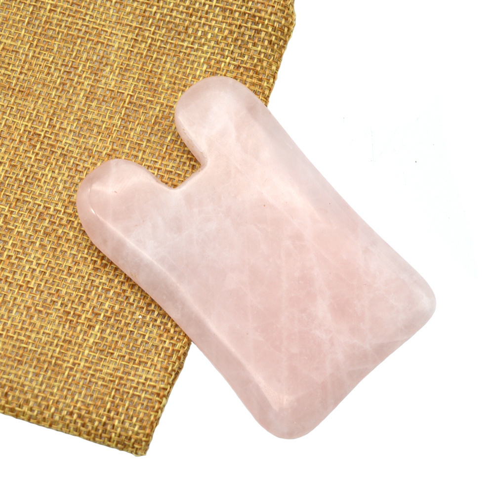 Original Gua Sha Scraping Massage Tool Pink U Shape Guasha Board Facial Massager Traditional Scraper Tool Rose Quartz Gua Sha