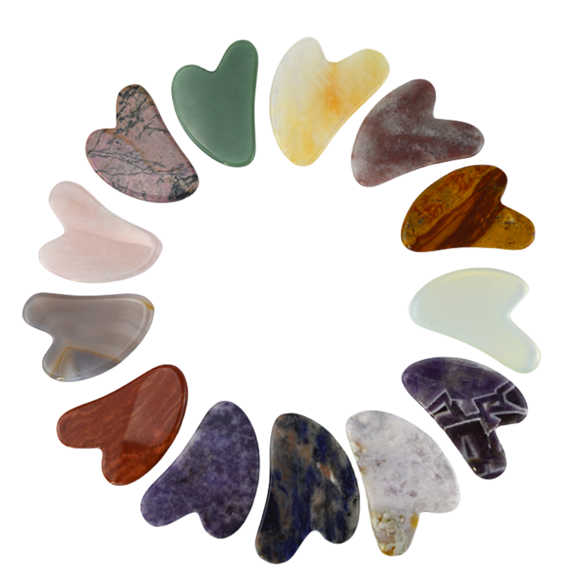 2024 New Custom Logo Gua Sha Scraping Board Heart Guasha Stone Rose Quartz Gua Sha Facial Tool Natural Jade Stone