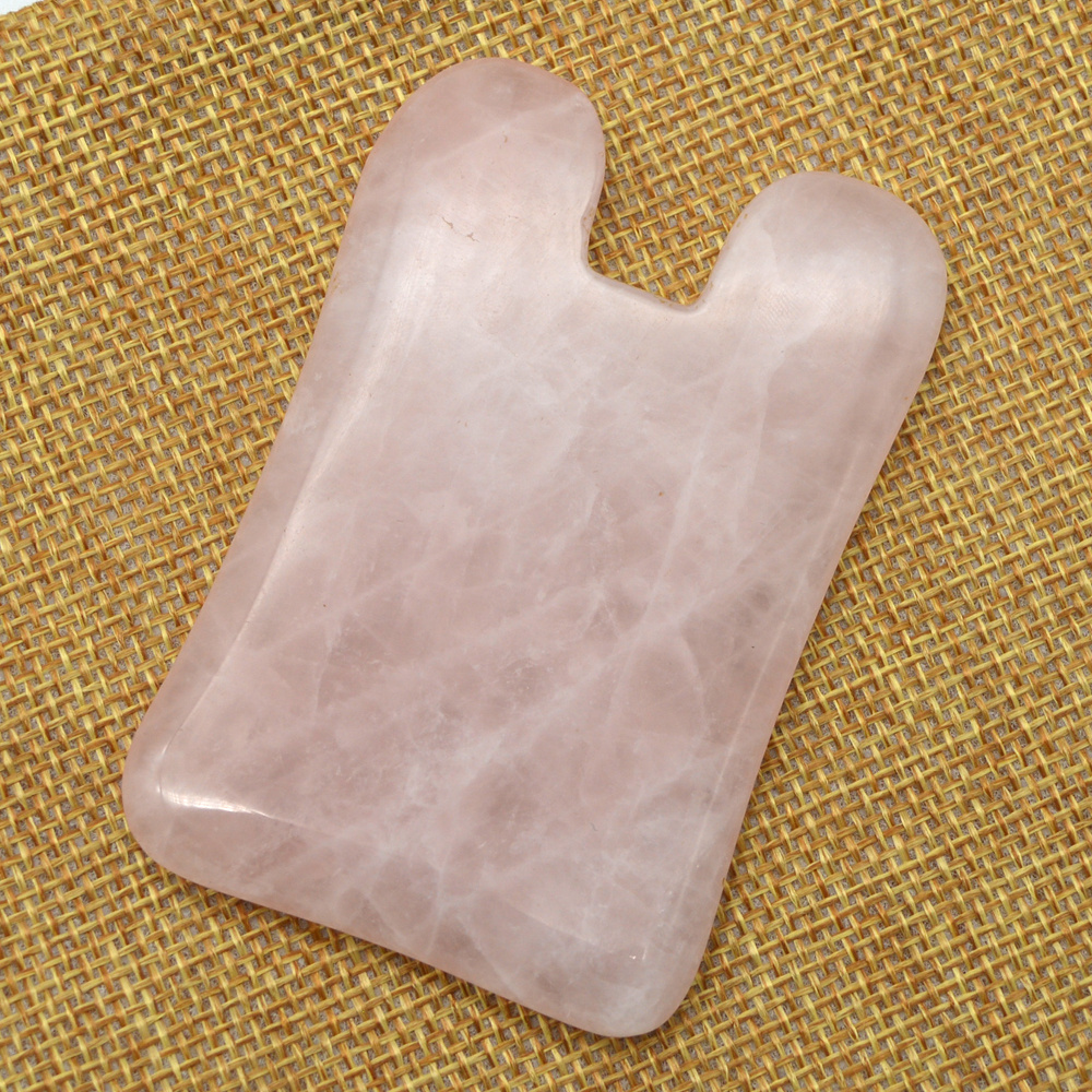 Original Gua Sha Scraping Massage Tool Pink U Shape Guasha Board Facial Massager Traditional Scraper Tool Rose Quartz Gua Sha