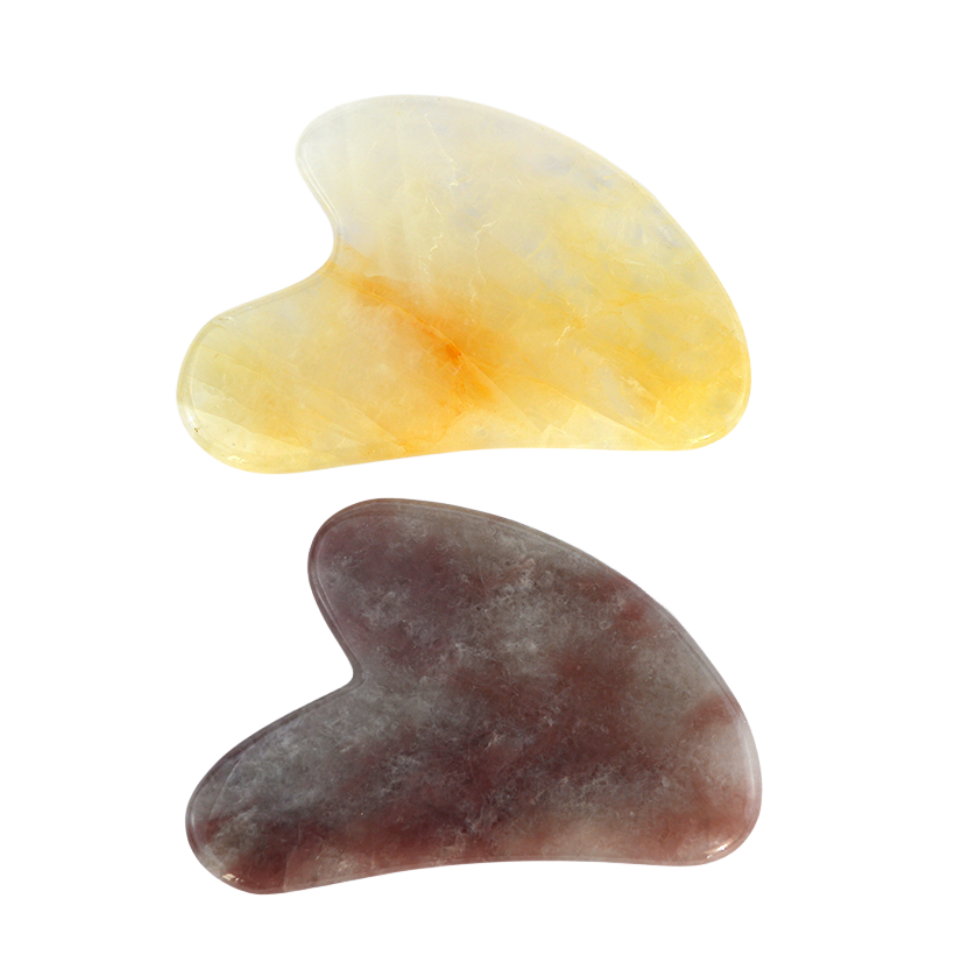 2024 New Custom Logo Gua Sha Scraping Board Heart Guasha Stone Rose Quartz Gua Sha Facial Tool Natural Jade Stone