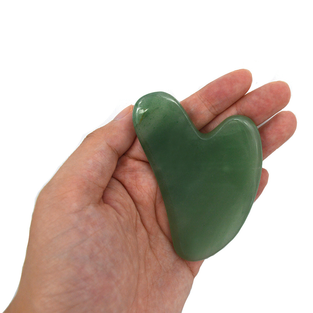 Natural Green Aventurine Guasha Tools Heart Shaped For Facial Skin Anti Aging Jade Gua Sha Tool