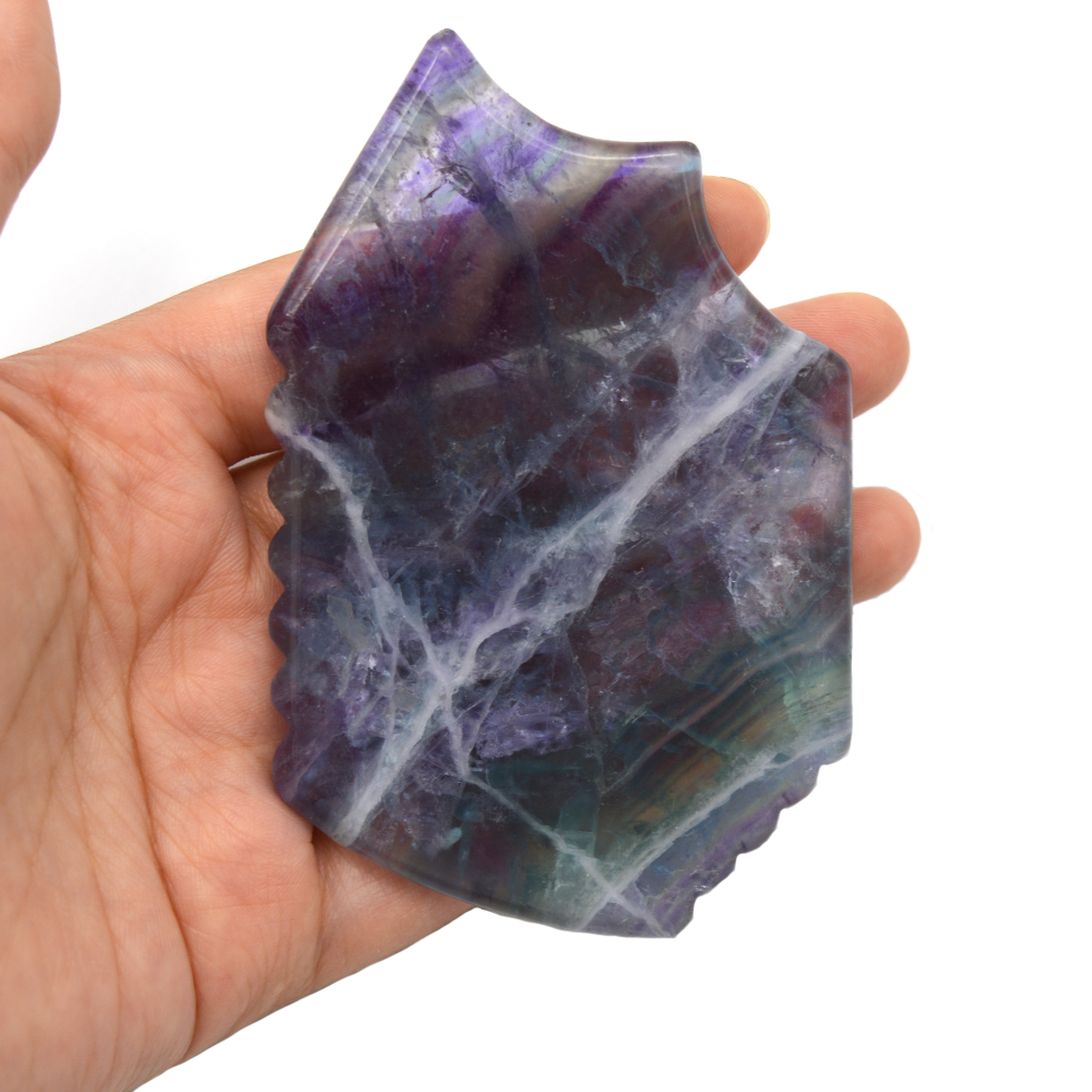 Natural Fluorite Crystal Gua Sha Board for Beauty Rainbow Fluorite Stone Guasha Scraper for Women