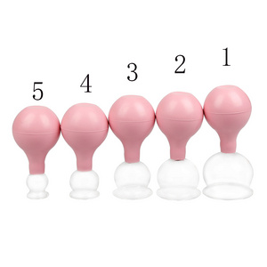 Chinese Vacuum Cupping Set of 5 Rubber Suction Glass Cupping Set for Body Facial Cupping Massager