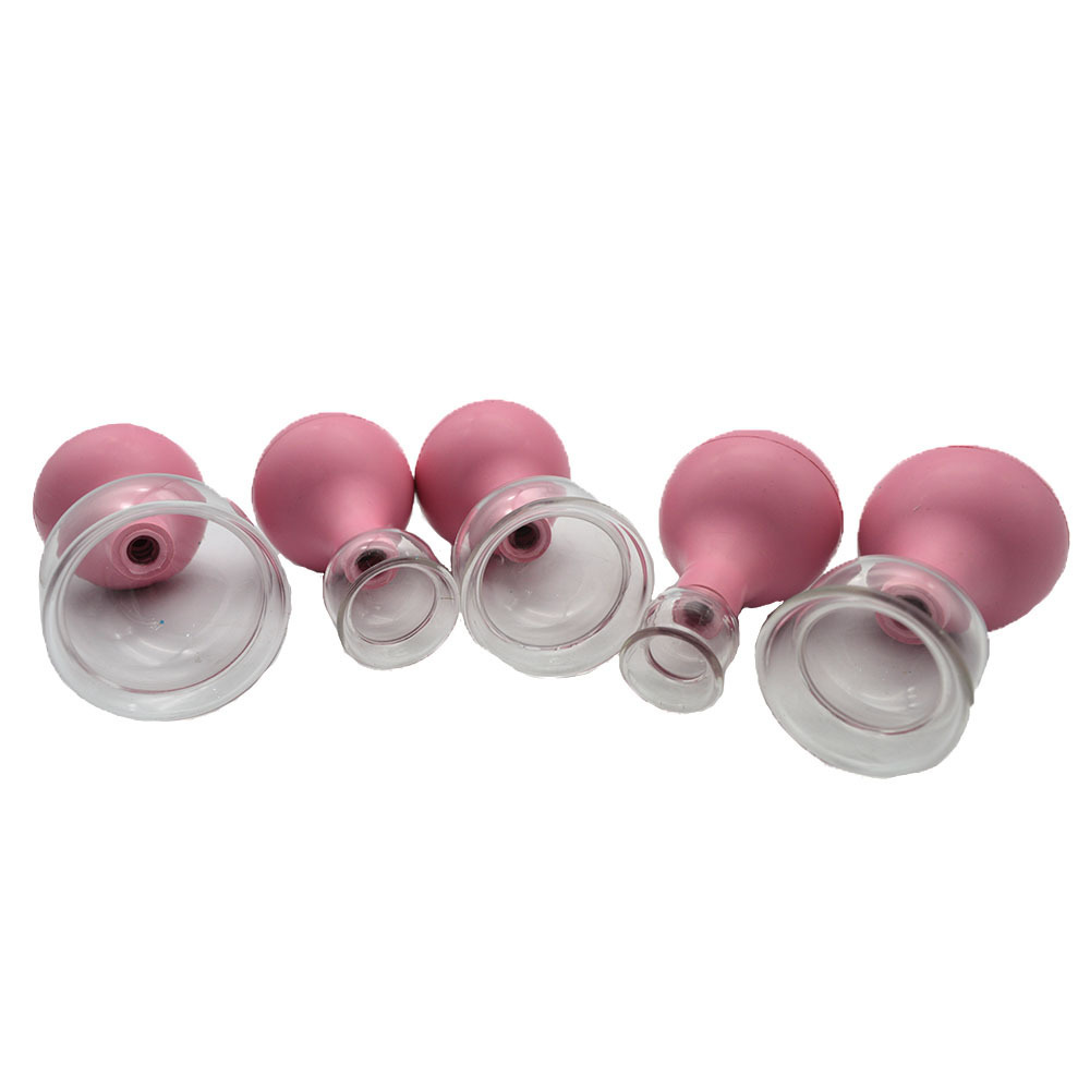 Chinese Vacuum Cupping Set of 5 Rubber Suction Glass Cupping Set for Body Facial Cupping Massager