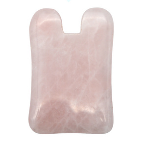 Original Gua Sha Scraping Massage Tool Pink U Shape Guasha Board Facial Massager Traditional Scraper Tool Rose Quartz Gua Sha