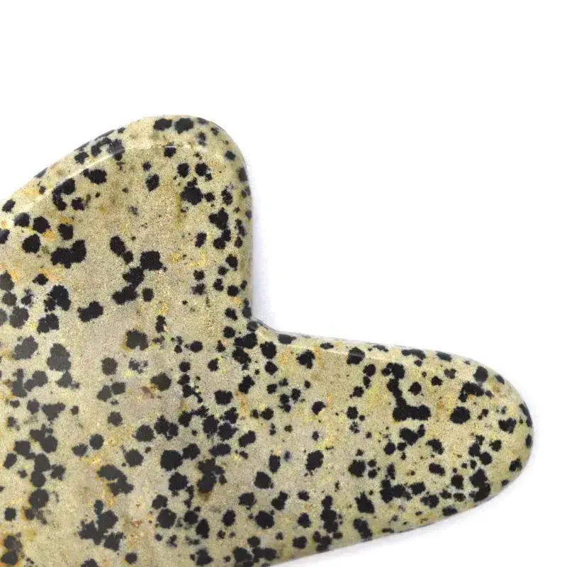 Best Sale Dalmatian Jasper Heart Shape Gua Sha Board Custom Stone Face Massage Tool For Healing Gift