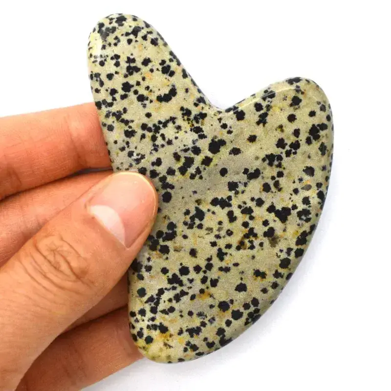 Best Sale Dalmatian Jasper Heart Shape Gua Sha Board Custom Stone Face Massage Tool For Healing Gift