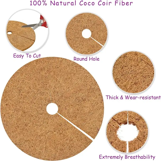 Coconut Fibers Mulch Ring Tree Protector Mat 12 Inch Coconut Coir Mulch Natural Weed Control Mats Tree Planter Disc Coconut Mat