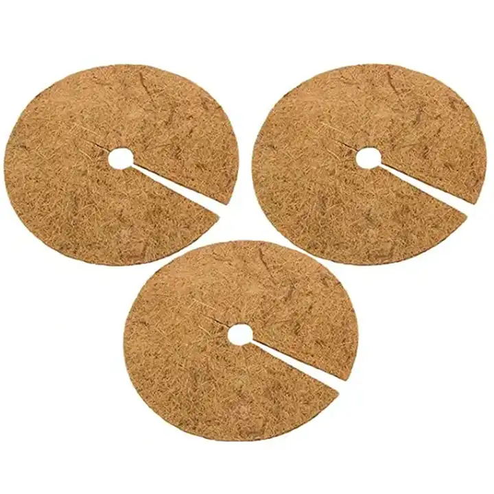 Coconut Fibers Mulch Ring Tree Protector Mat 12 Inch Coconut Coir Mulch Natural Weed Control Mats Tree Planter Disc Coconut Mat