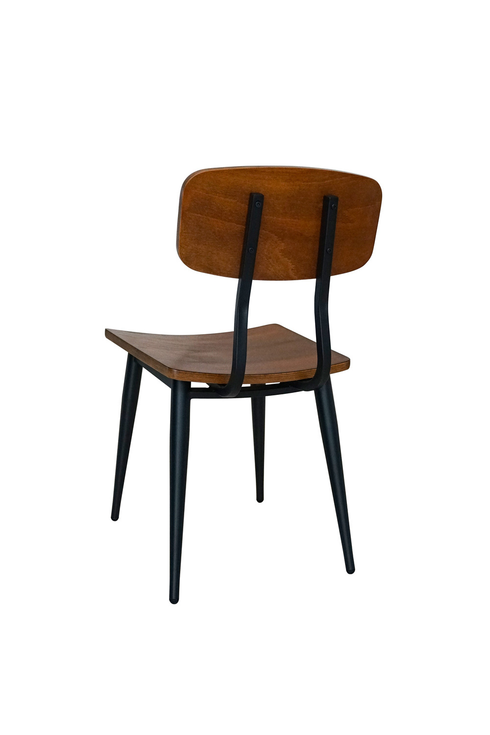 Restaurant dining metal chair wood back and wood seat