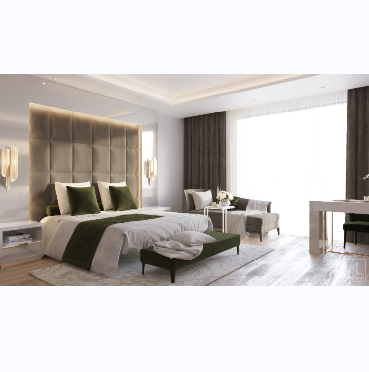 Modern Design Hotel Room Furniture Set King Size Bed Wooden Headboard Panel Bedroom Sets 5 Star Hotel Furniture