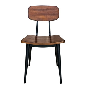 Restaurant dining metal chair wood back and wood seat