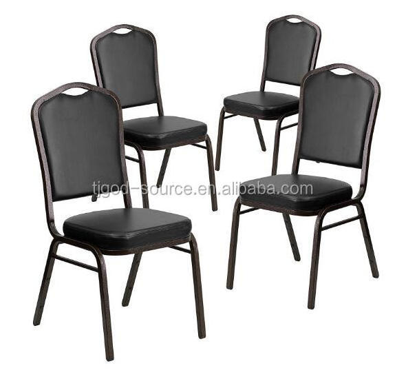 cheap Black Vinyl Crown Back Banquet dining Stacking Chair