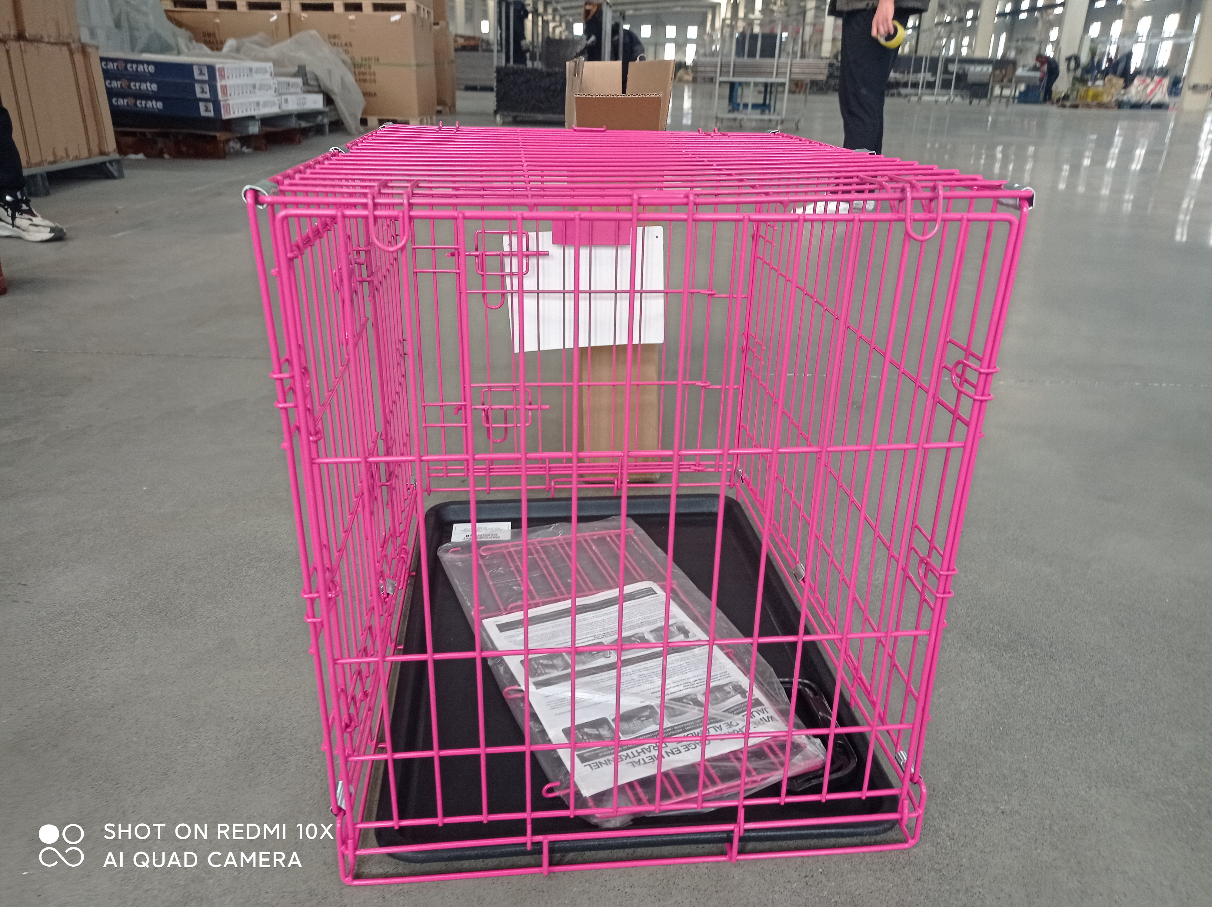 KAIHAOWIN Pink Secure and Compact Metal Dog Crate Collapsible and Foldable Wire Dog Kennel