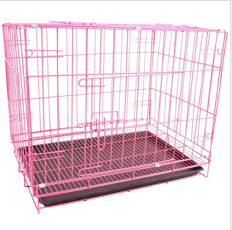 KAIHAOWIN Pink Secure and Compact Metal Dog Crate Collapsible and Foldable Wire Dog Kennel