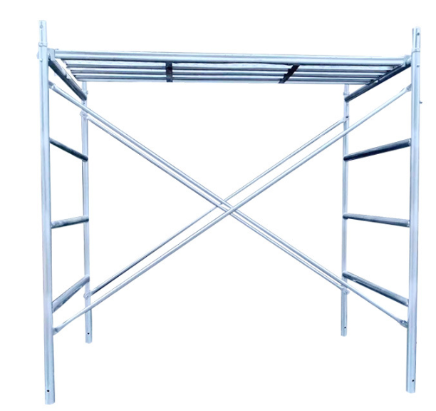 Galvanized powder-coated textured finish anti-slip steel scaffold frames wIth galvanized steel cross braces