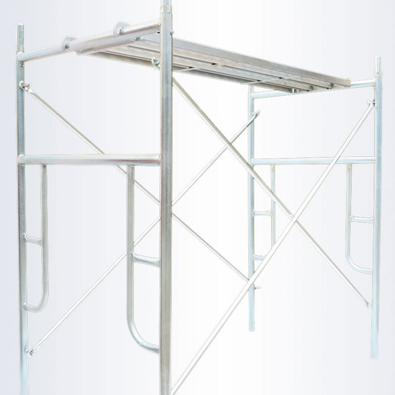 Galvanized powder-coated textured finish anti-slip steel scaffold frames wIth galvanized steel cross braces