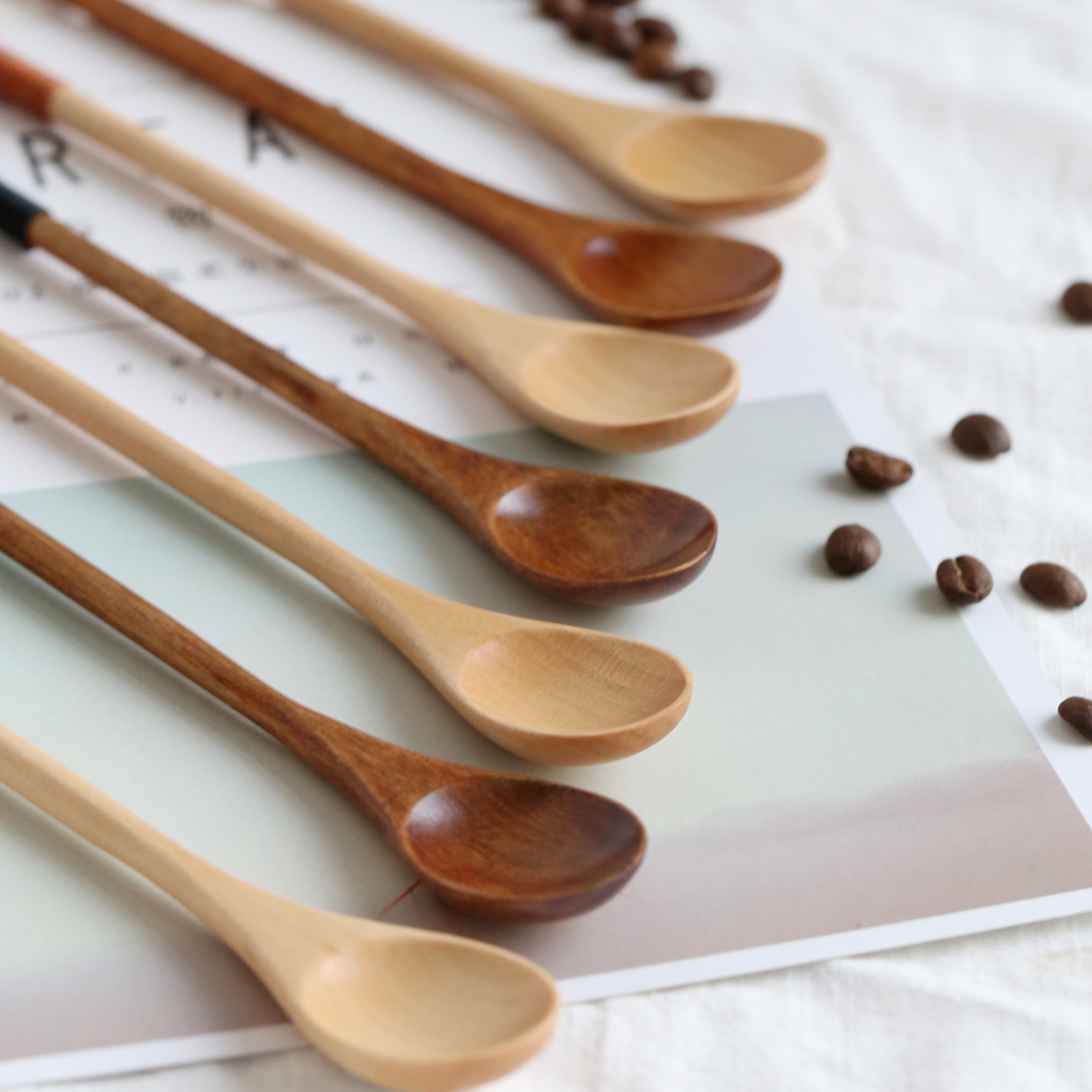 Long handle beech wooden small honey spoon