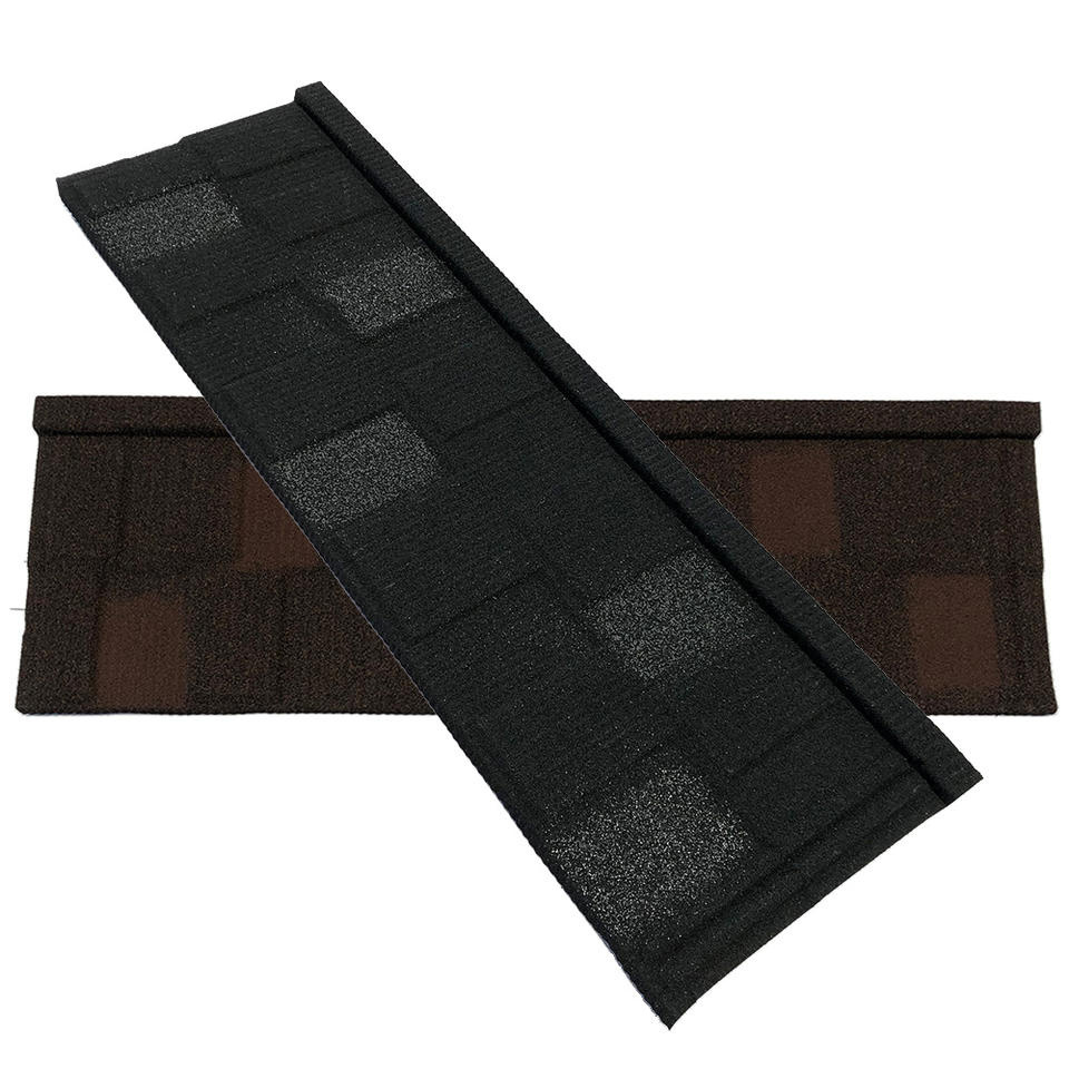 Brown stone coated metal sheets for roof cheap price Shingle mixed color roof tiles 0.4mm thickness