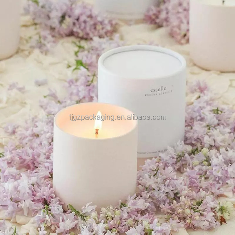 Custom Luxury Paper Packaging Cylinder Box Cardboard Round Shaped Candle Cans