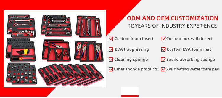 NEW Tool Drawer Organizer Inserts Mechanics Set Red and Black Durable Foam Trays Holds XPE EPE EVA IXPE polyethylene foam insert