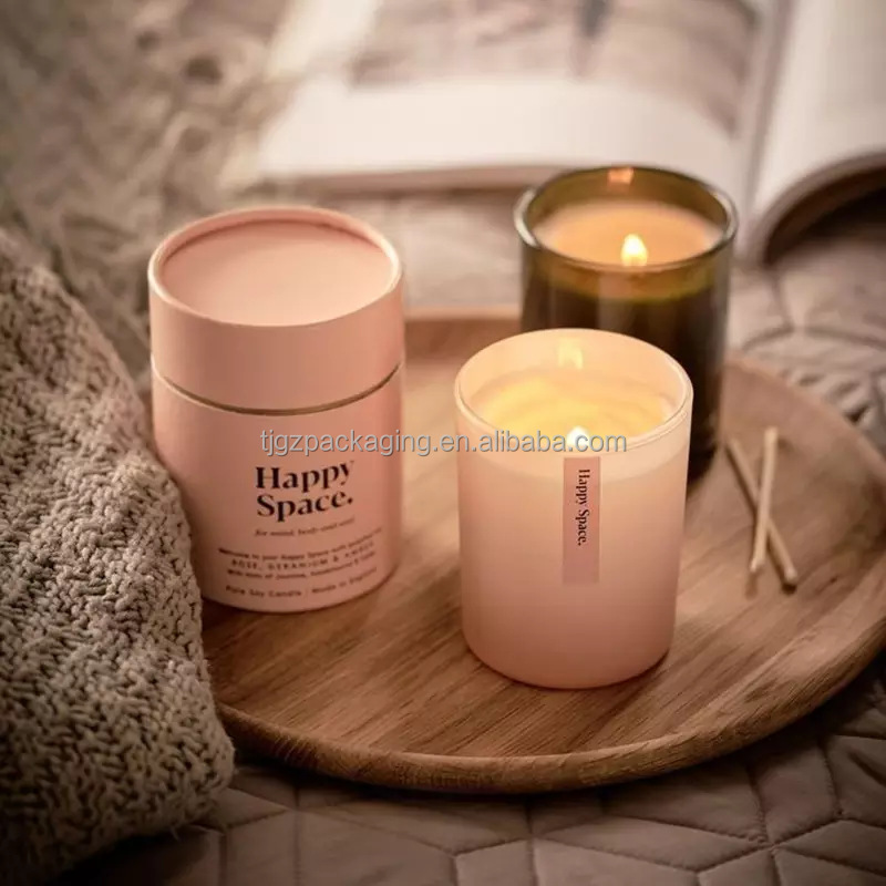 Custom Luxury Paper Packaging Cylinder Box Cardboard Round Shaped Candle Cans