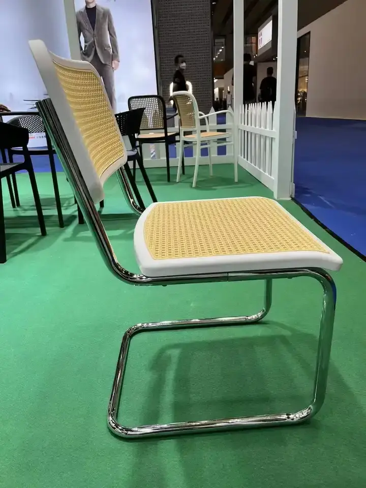 High Back Korea Nordic Rattan Wooden Dining Chair Cafe Restaurant Chair Rattan Dining Chair With Metal Legs