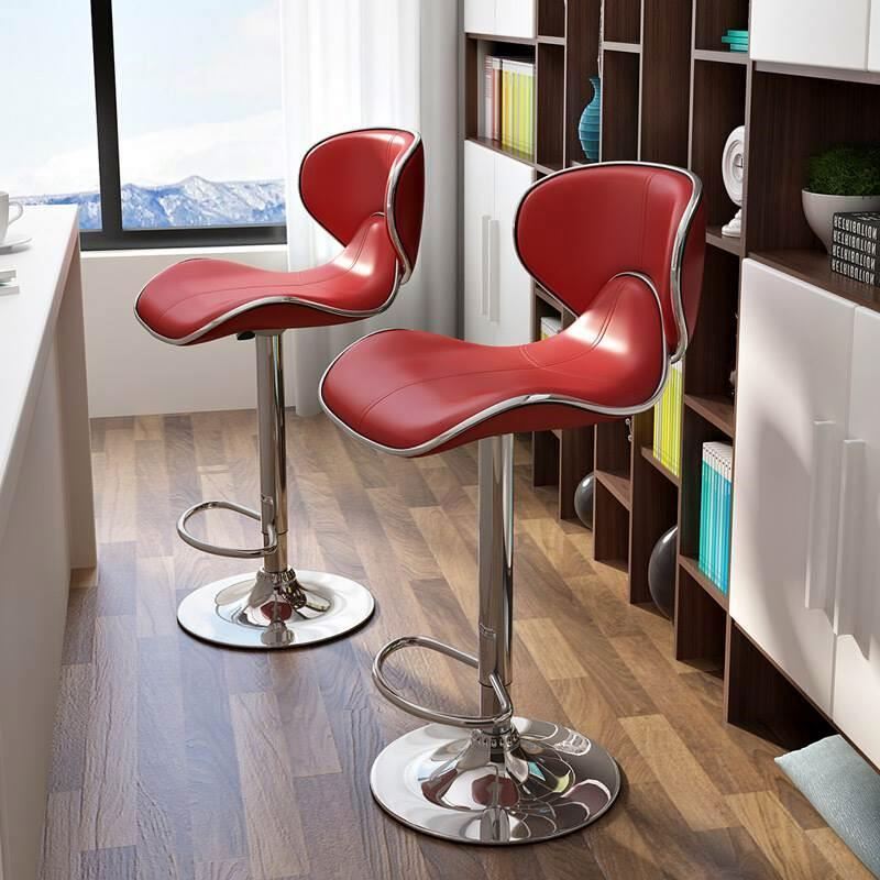 Shell Back Adjustable Swivel Tufted Leather Bar Stool Heavy Duty Bar Stools With Pu Leather Padded With Back For Pub