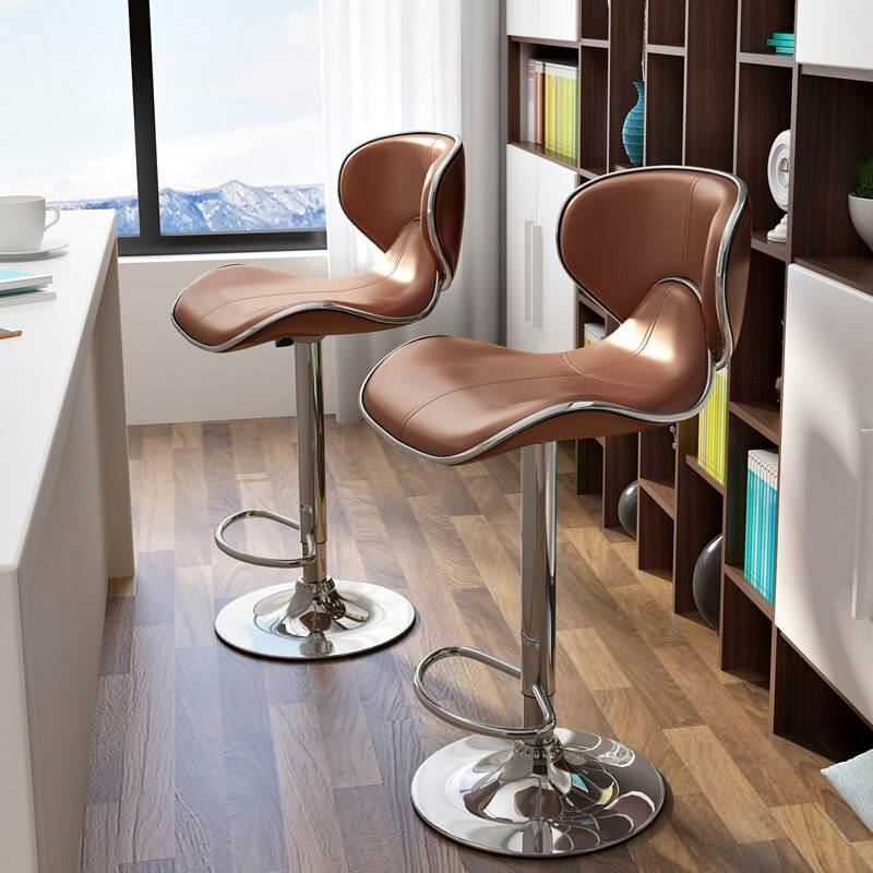 Shell Back Adjustable Swivel Tufted Leather Bar Stool Heavy Duty Bar Stools With Pu Leather Padded With Back For Pub