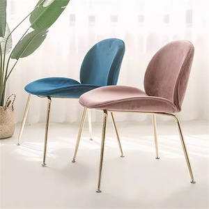 Hotel Furniture Velvet Chair  with Metal Patio Manicure Pink Fabric Modern chair