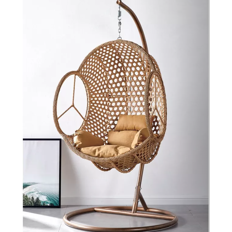 Egg Chair Floor Parts Steel Suspended Taupe Swing Out Stand Metal Cat Large 221 Patio Our Swings Cane Wood Home Moon Rope